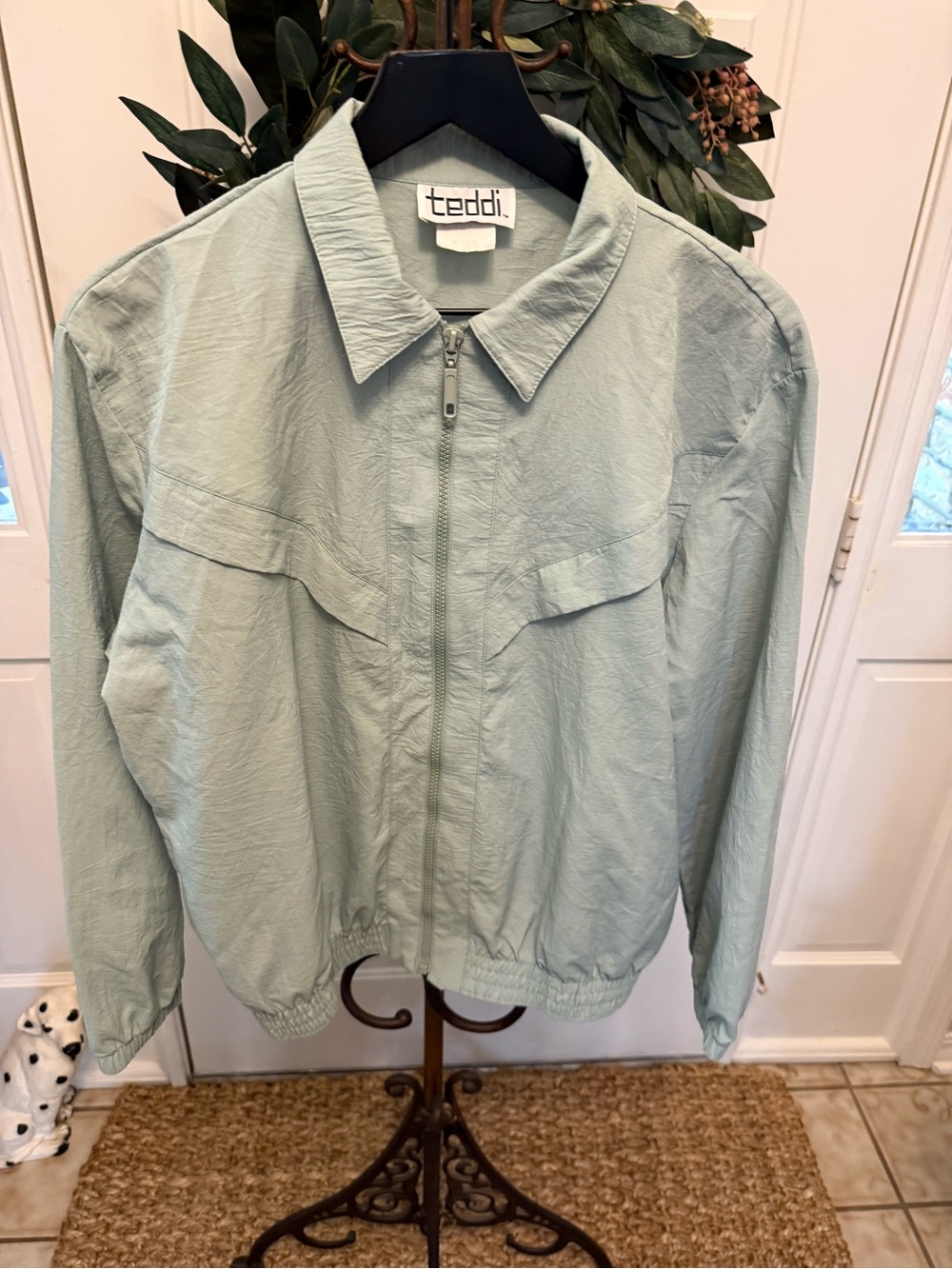 Vintage 90s Teddi Mint Green Lightweight Full Zip Windbreaker Jacket L XL
